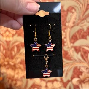New 3pc set Star Earrings with matching pendant charm